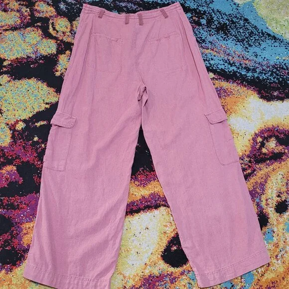 COMFY SINCERLY JULES LINEN BLEND WOMEN'S CARGO PANTS EUC XL - Picture 2 of 8